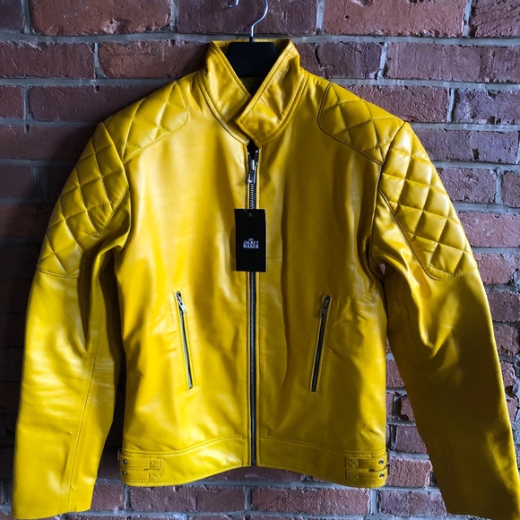 Mens Custom Made Yellow Leather Jacket 36" chest
